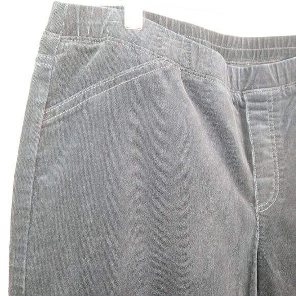 J Jill Size L Corduroy Pull On Pants Skinny Leg Elastic Waist Black - Picture 3 of 9